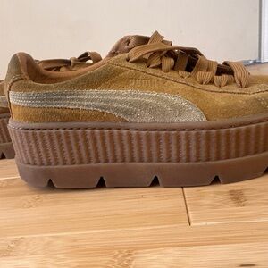 Puma Fenty Women's Tan and Cream Platform Sneakers.  Size 7.